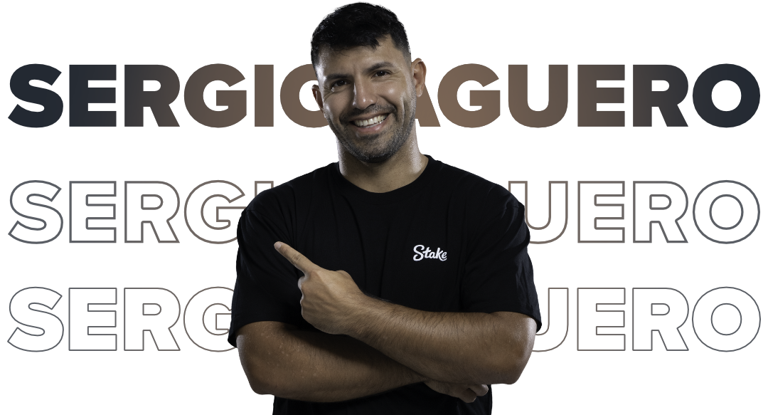 Sergio Agüero wearing a Stake T-shirt