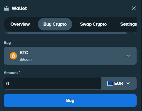 Stake Wallet window open on the cryptocurrency purchase screen