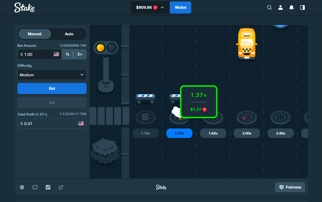 Chicken game interface