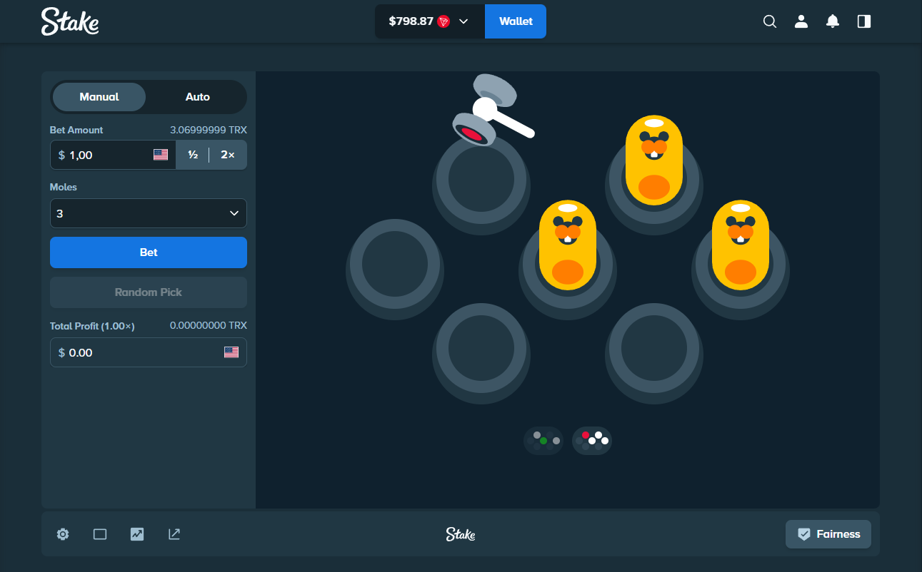 Moles game interface